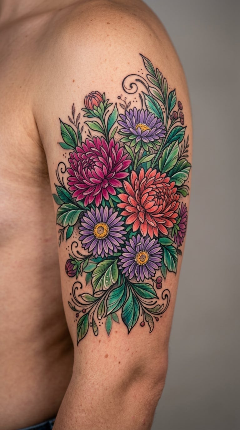 Neo-Traditional Aster Bouquet