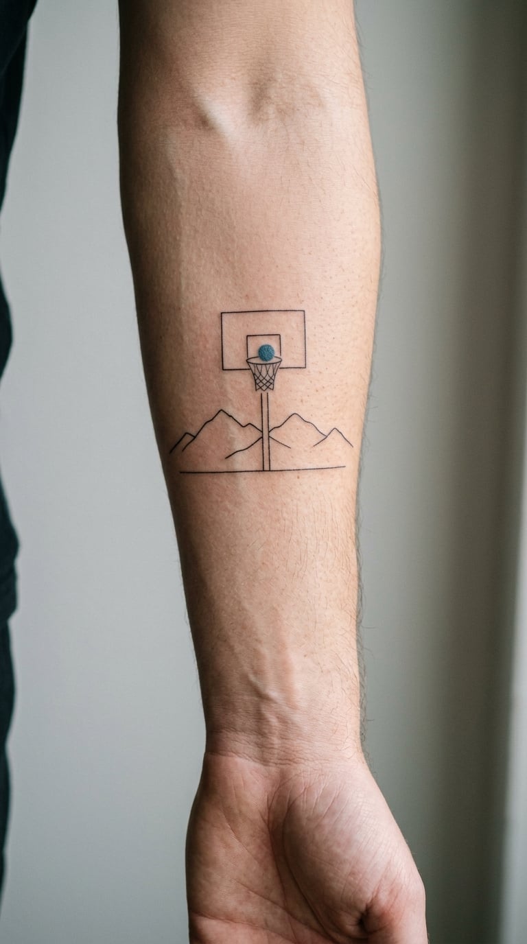 Basketball Hoop with Mountain View