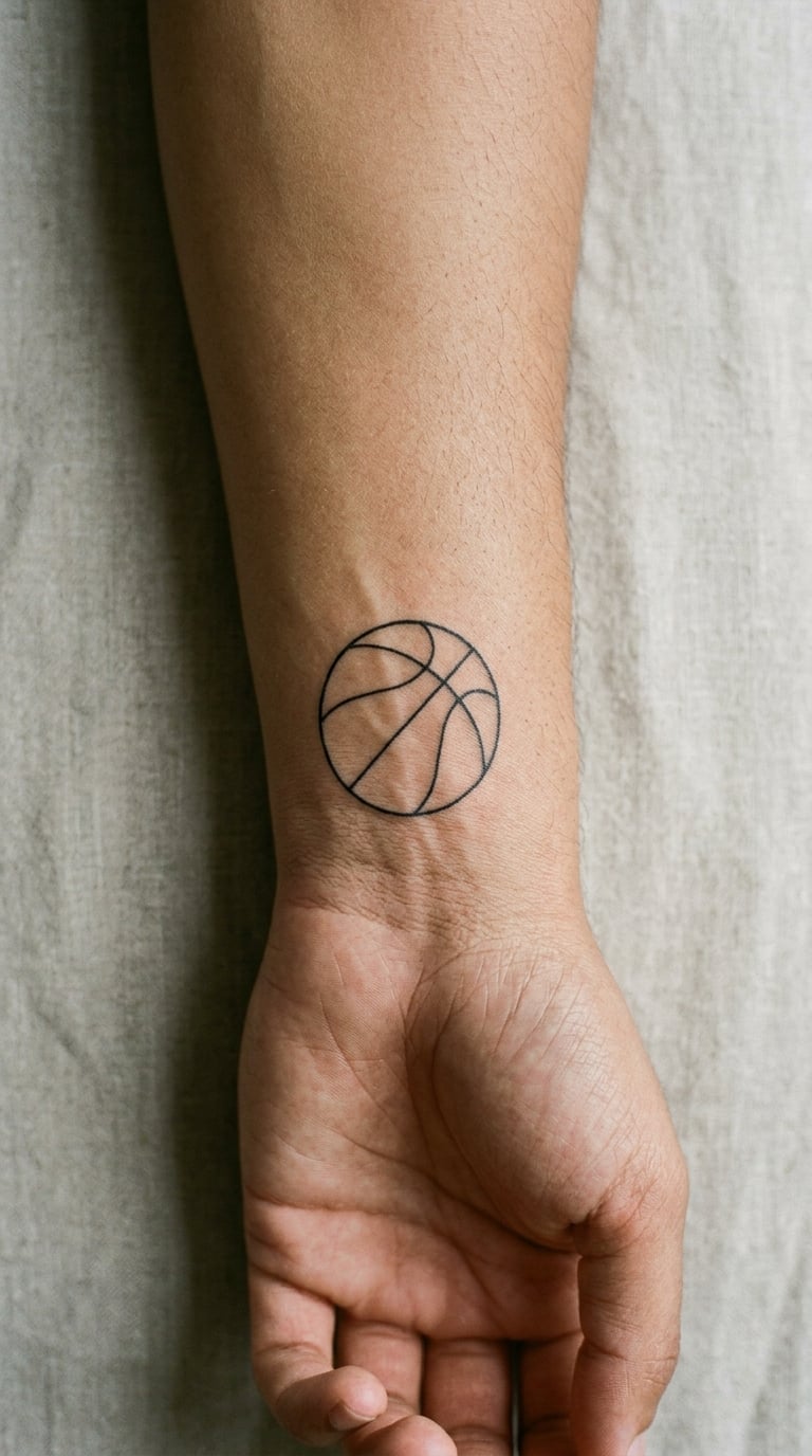 Minimal Basketball Outline on the Wrist