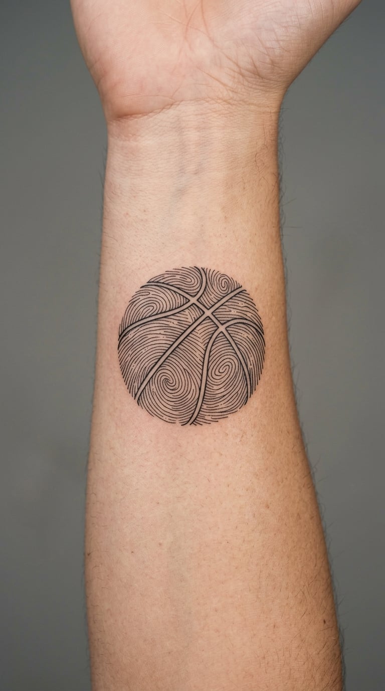Basketball with Fingerprint Swirls