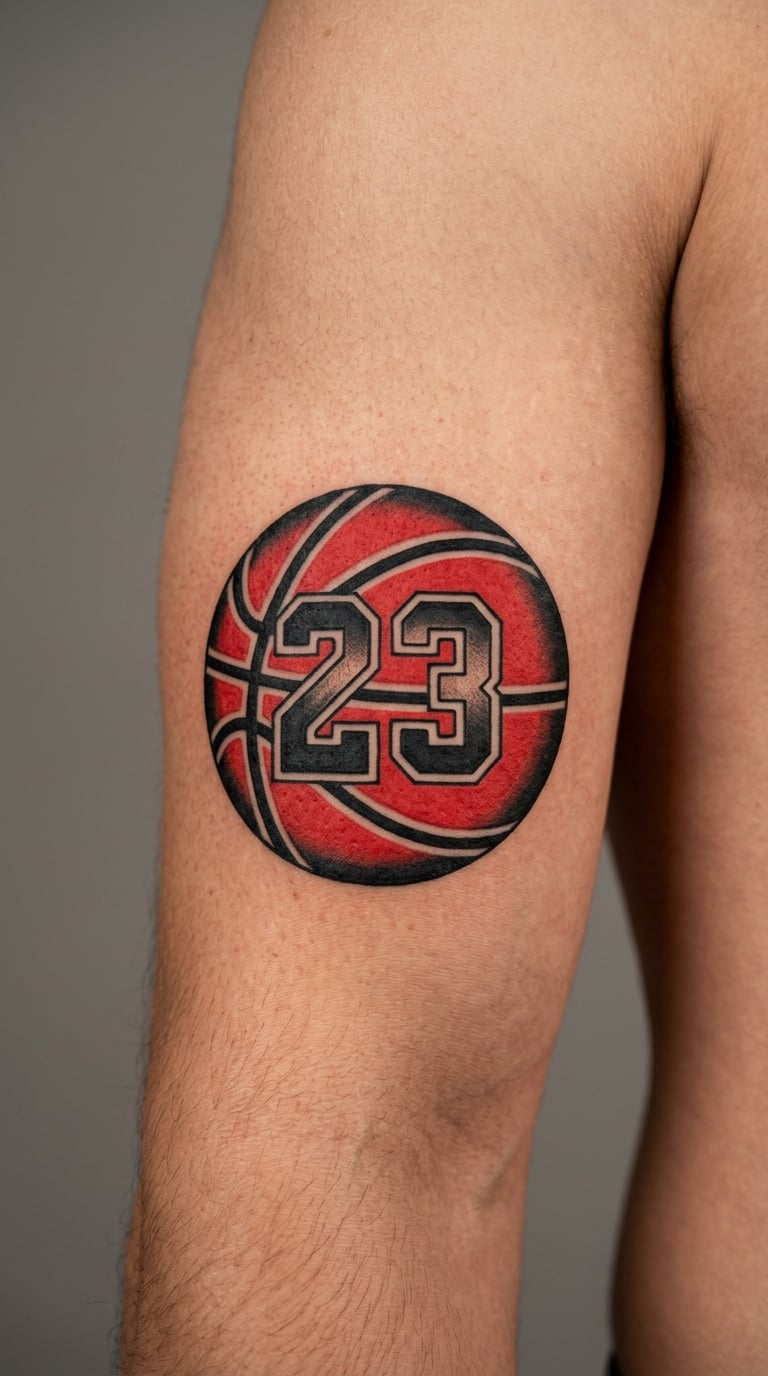 Traditional Basketball with a Jersey Number