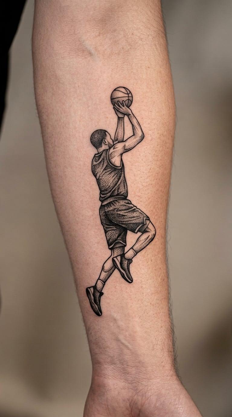Jump-Shot Silhouette in Blackwork