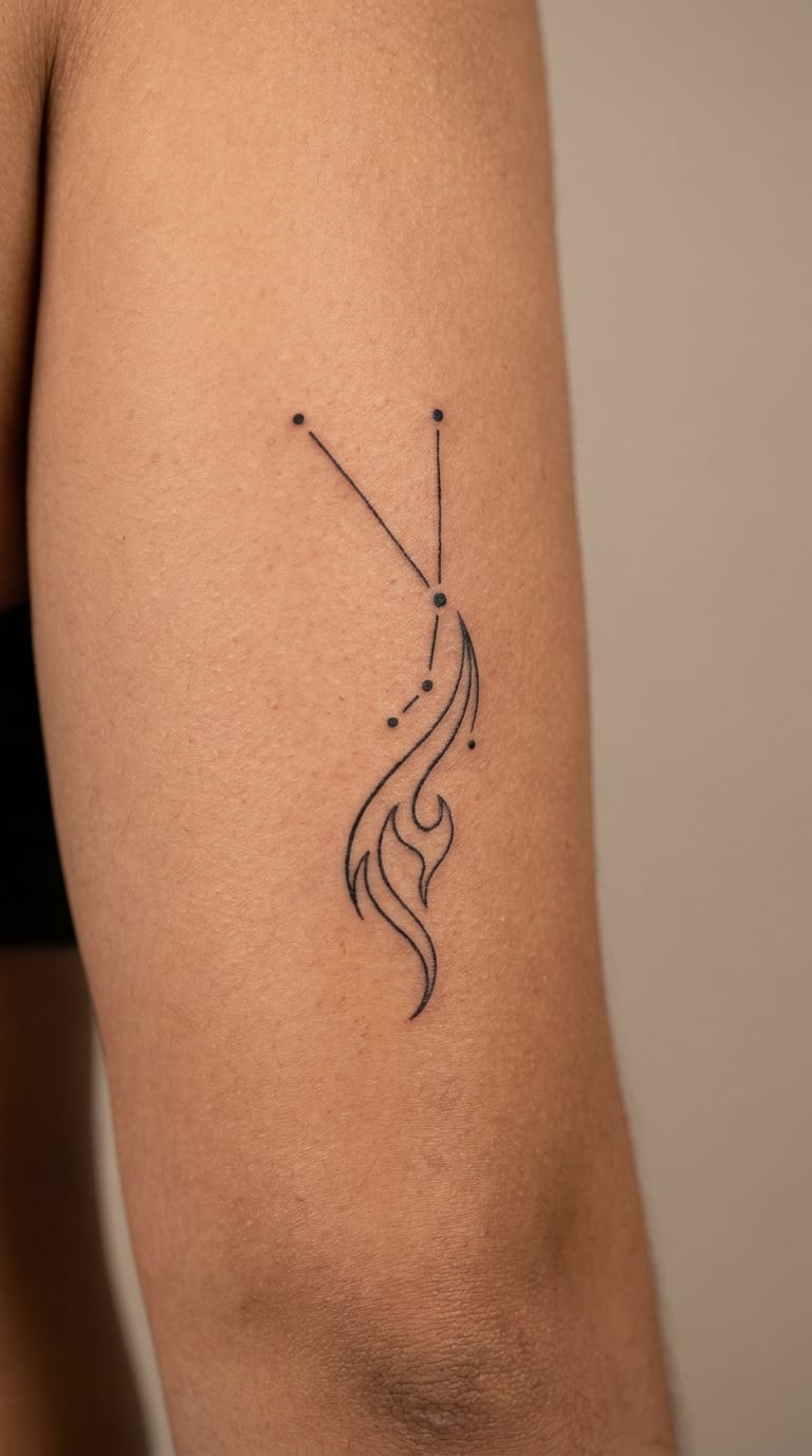 Aries Constellation with a Sweeping Flame
