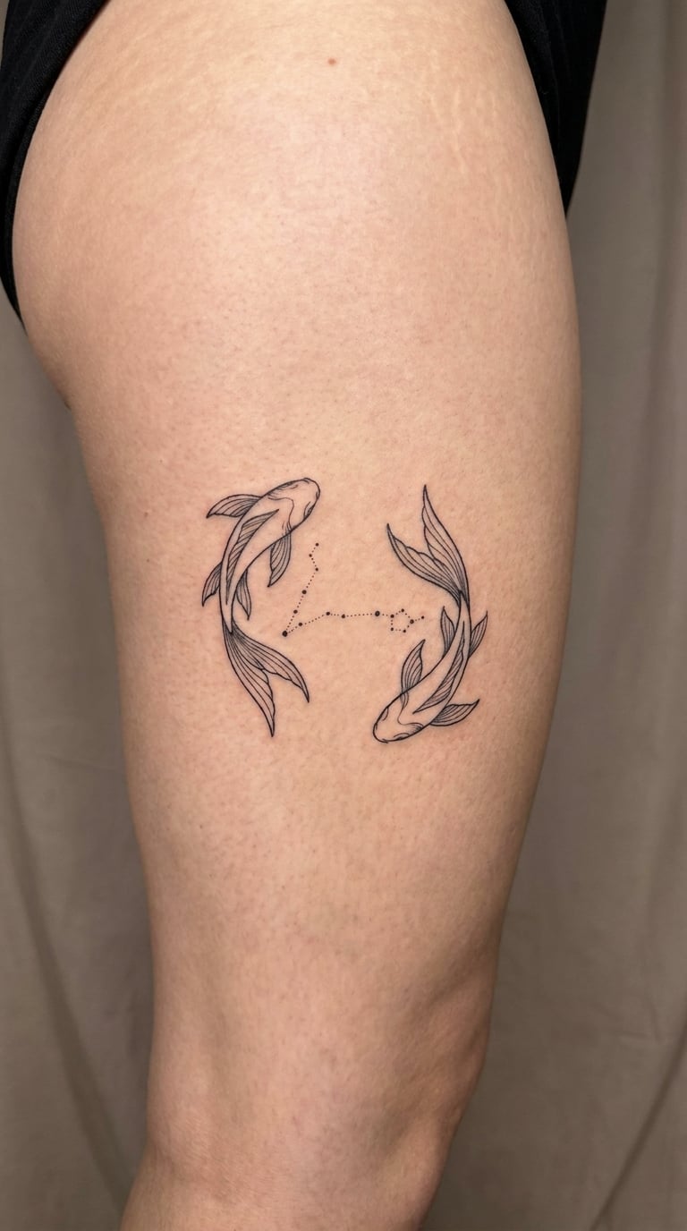 Pisces Constellation with Two Flowing Fish