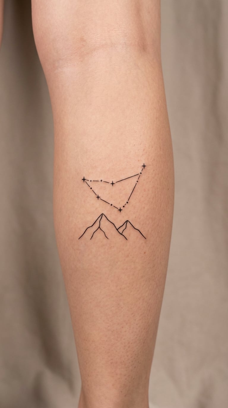 Capricorn Constellation with Mountain Peaks