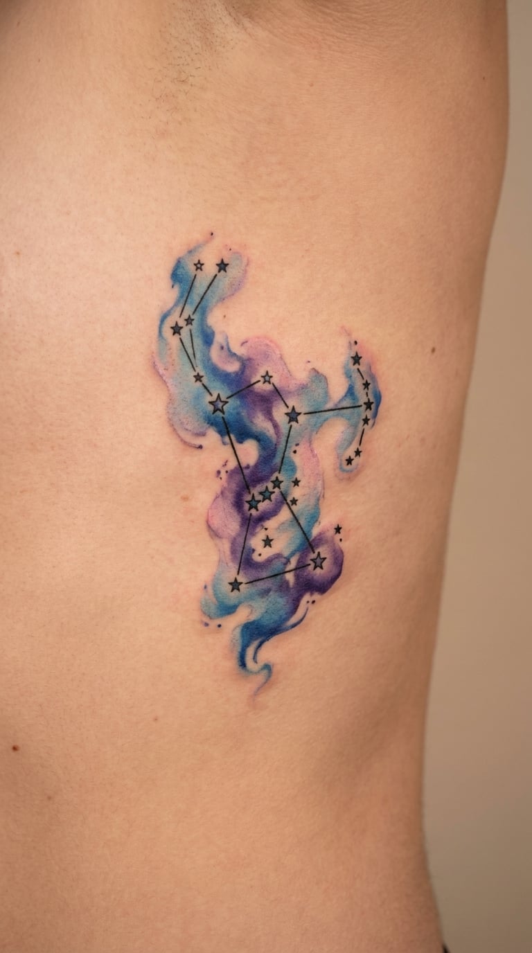 Orion Nebula in Watercolor on the Rib