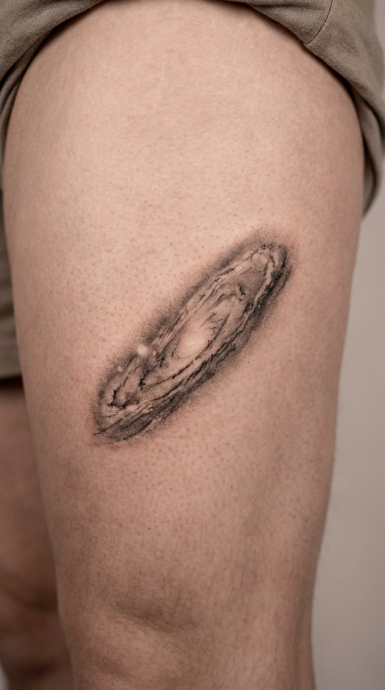 Andromeda Galaxy in Micro-Realism on the Thigh