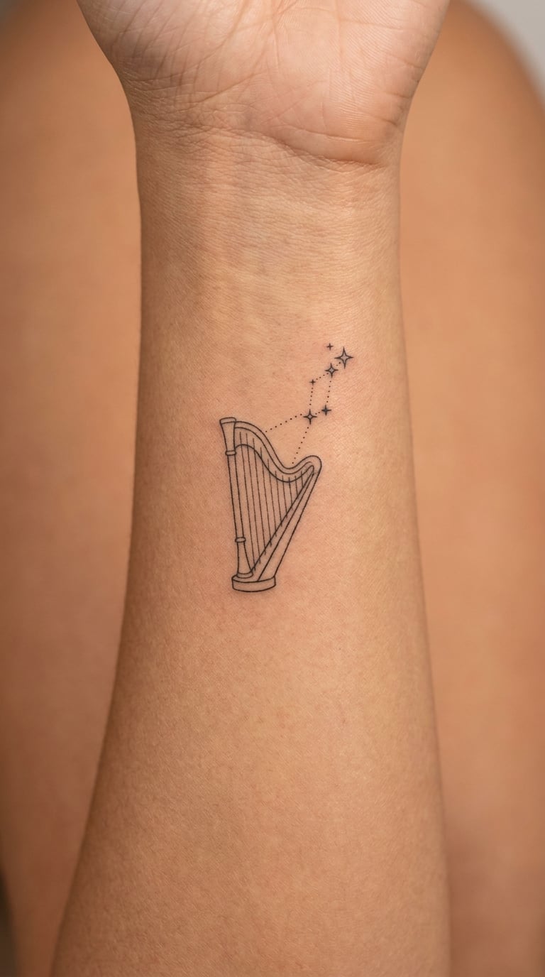 Lyra Constellation with a Small Harp