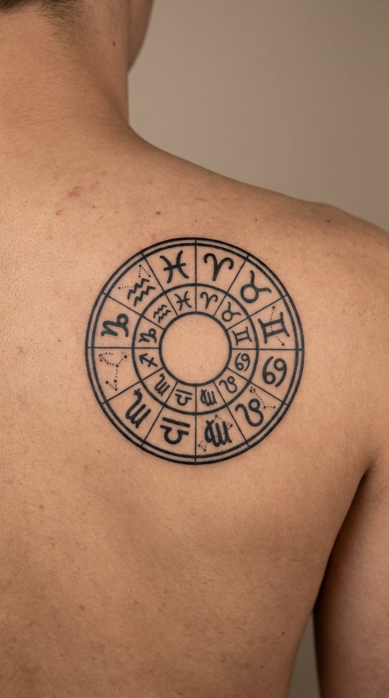 Zodiac Wheel Constellation in Traditional Style