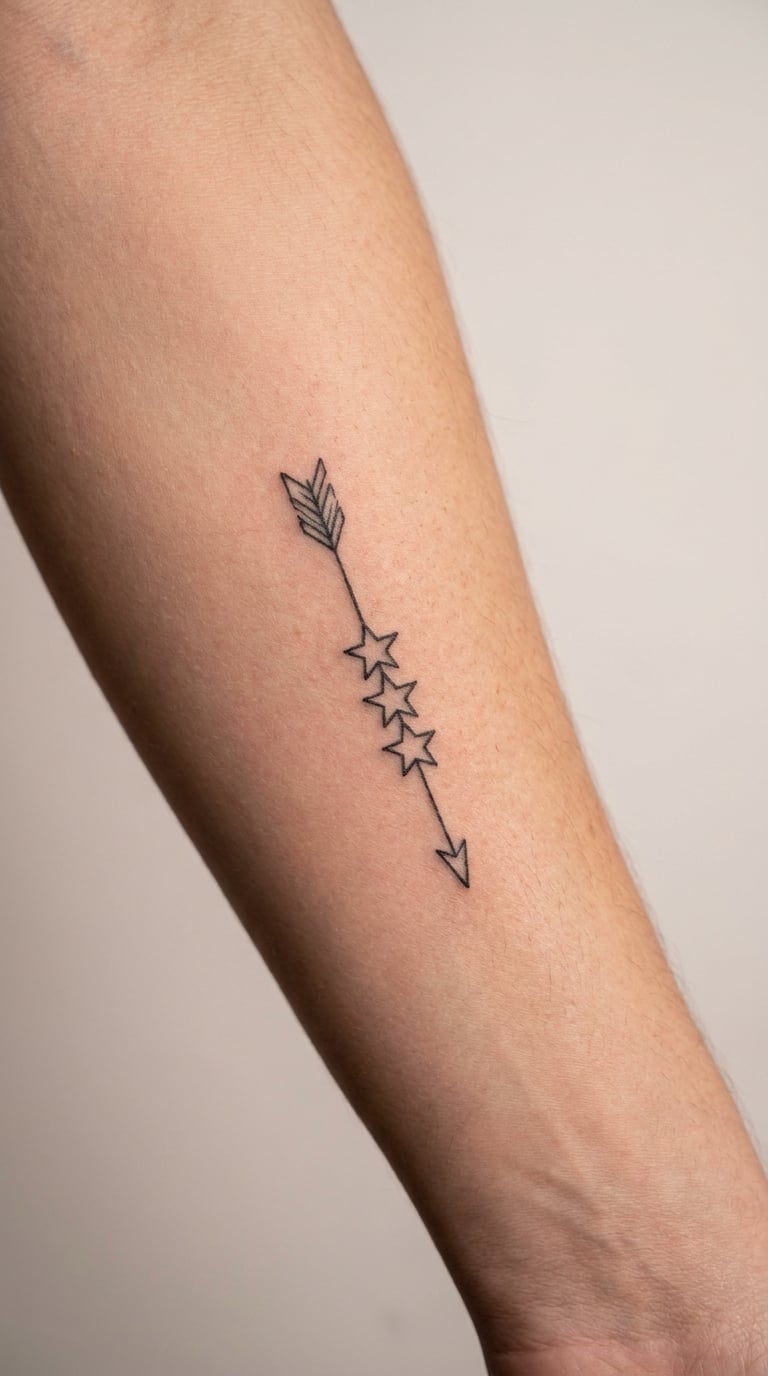 Sagittarius Arrow and Stars on the Forearm