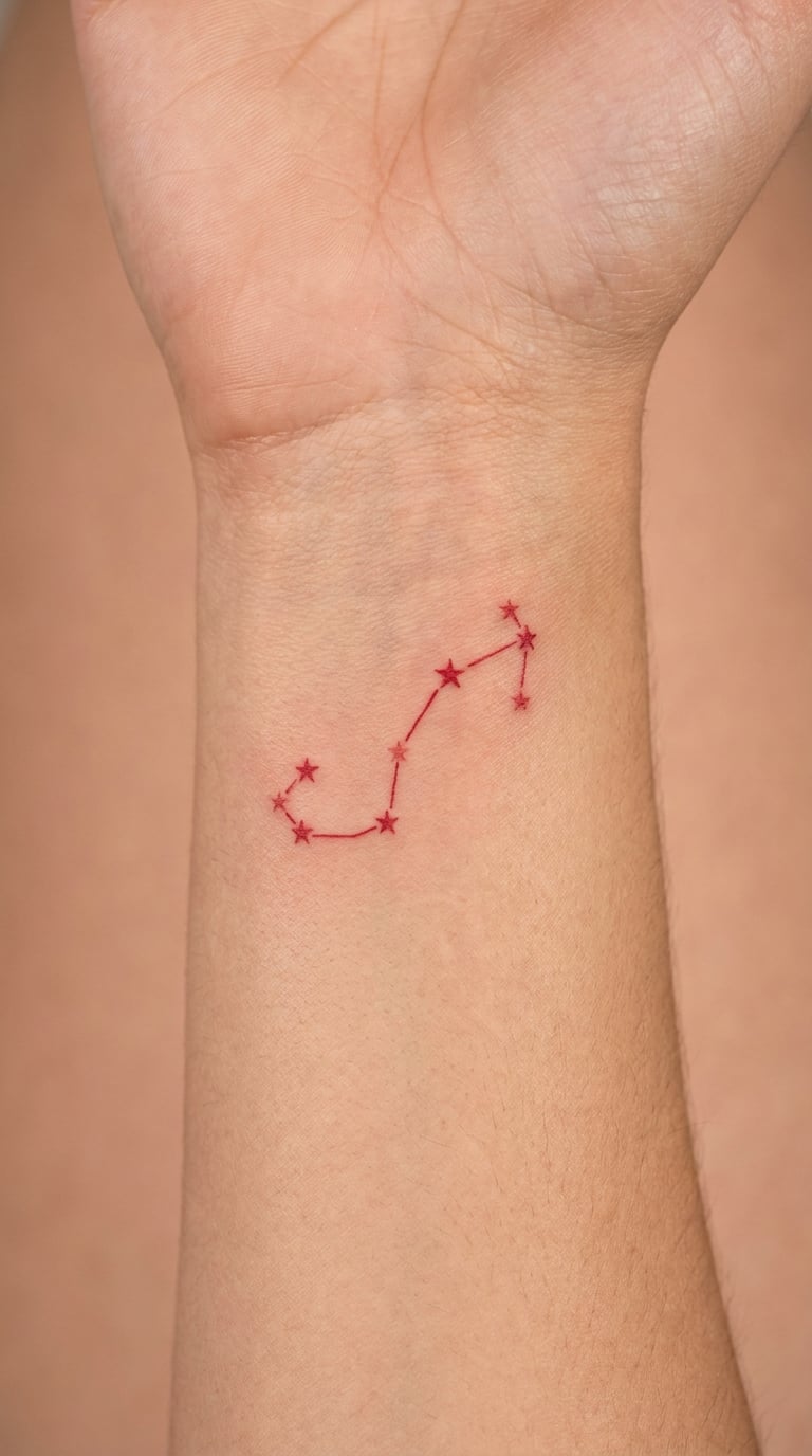 Scorpio Constellation in Red Ink on the Wrist