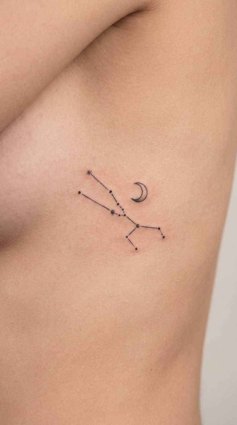 Taurus Constellation with a Crescent Moon