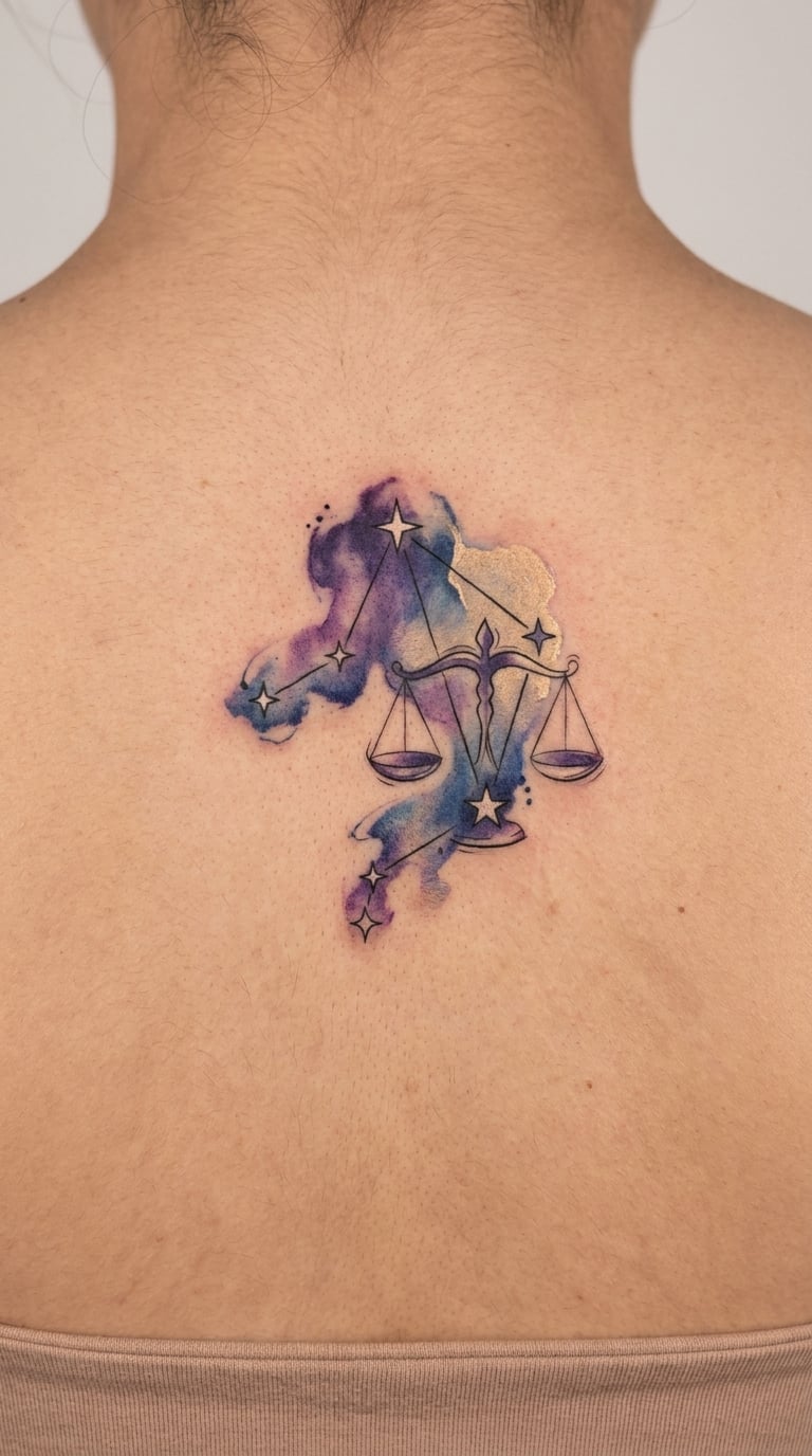 Libra Constellation in Watercolor on the Back