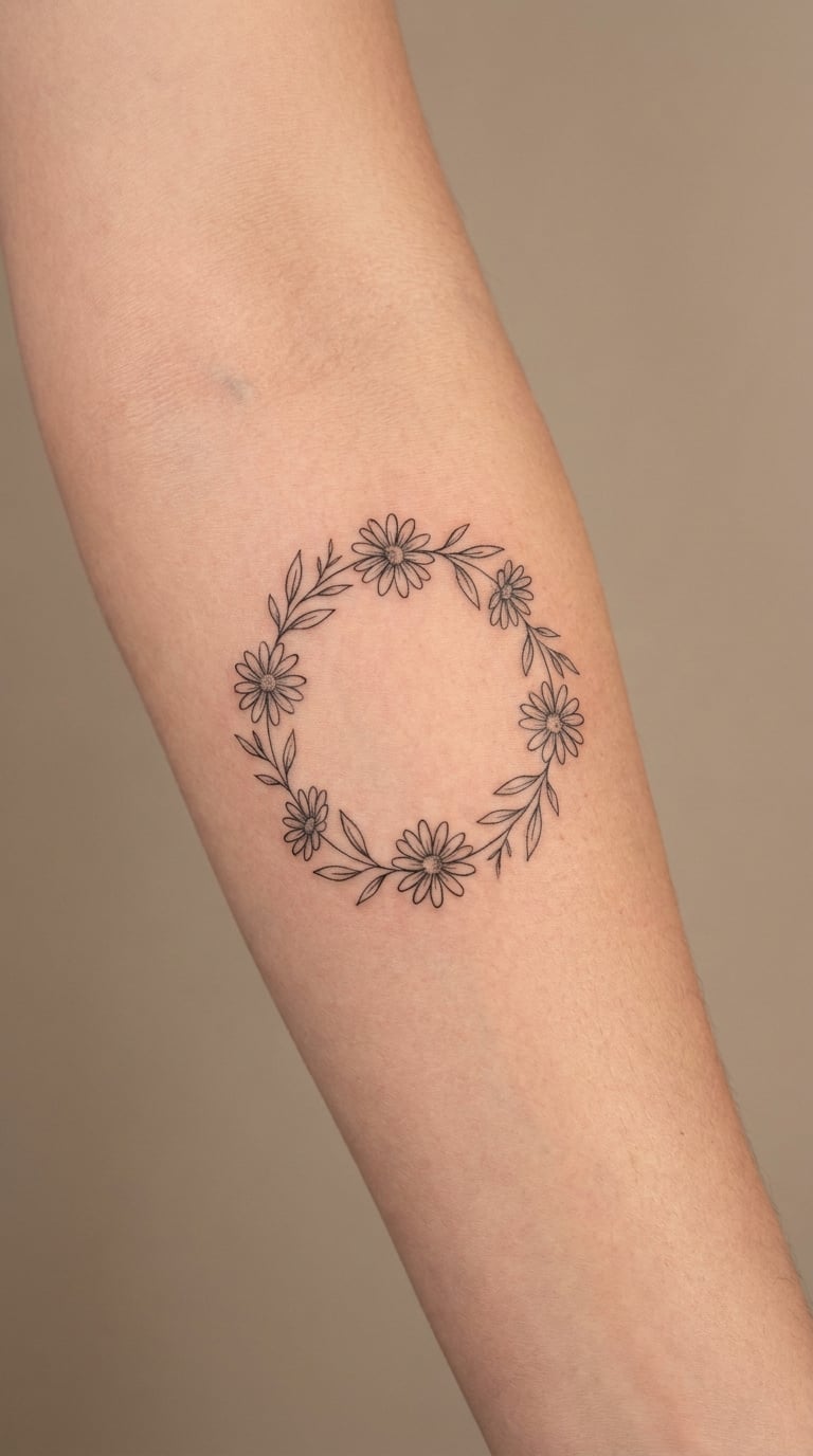 Daisy Wreath on the Inner Arm