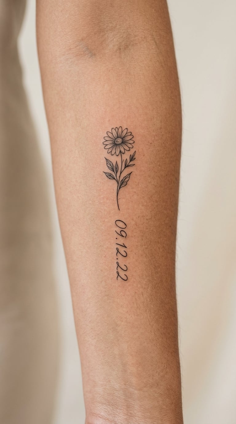 Daisy Sprig with a Date on the Inner Arm