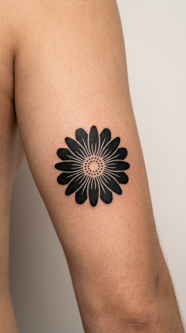 Blackwork Daisy with Negative Space
