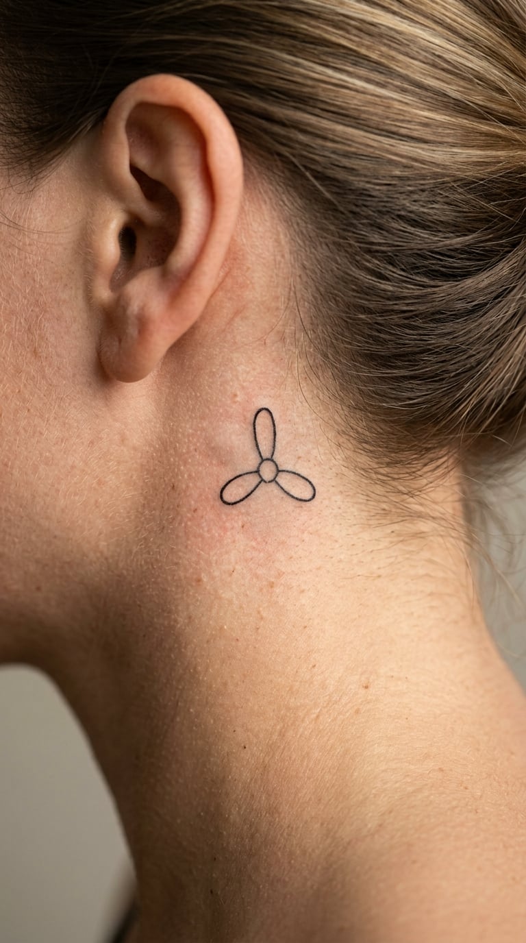 Minimal Three-Petal Daisy Behind the Ear