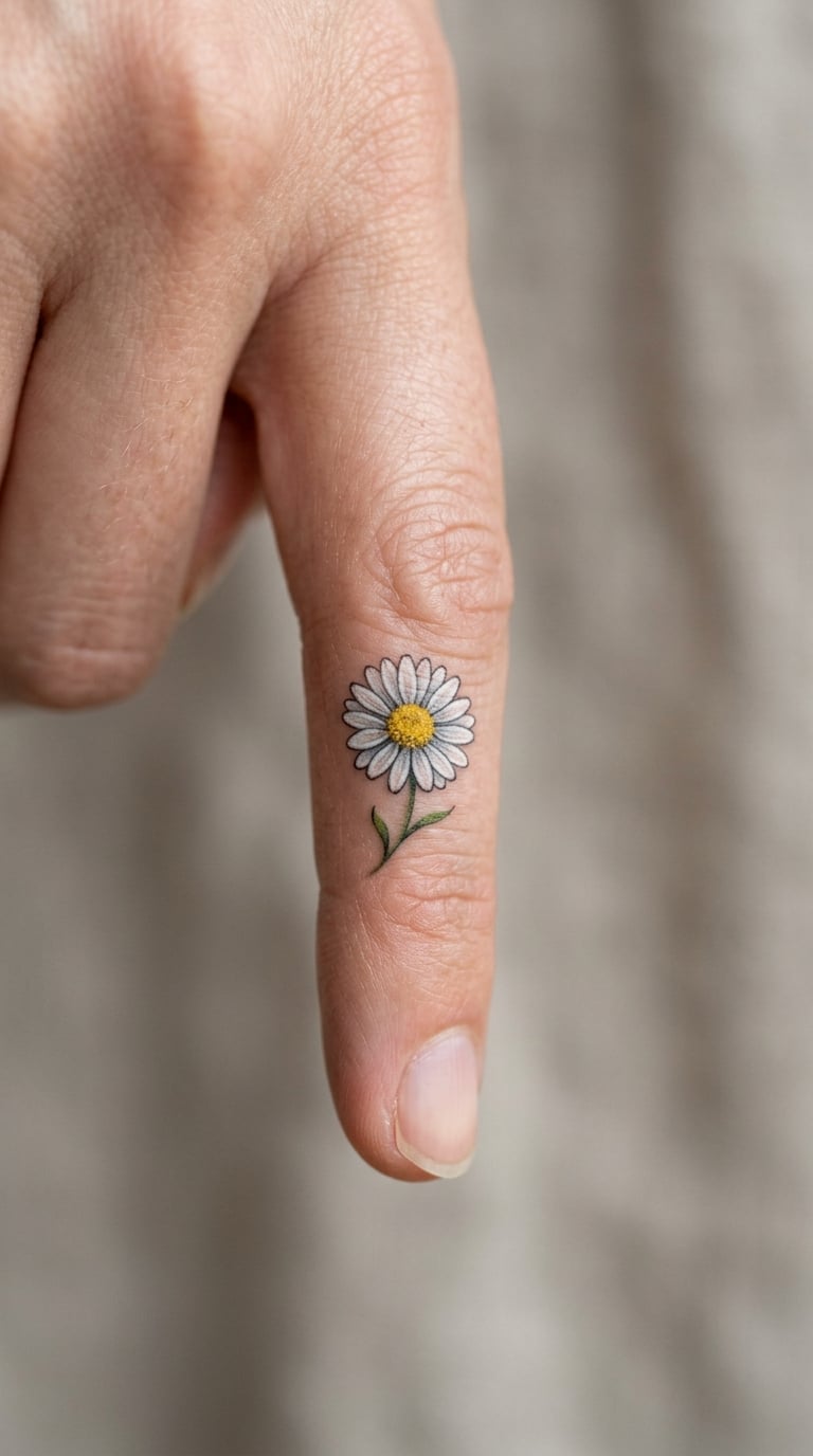 Micro-Realism Daisy on the Finger