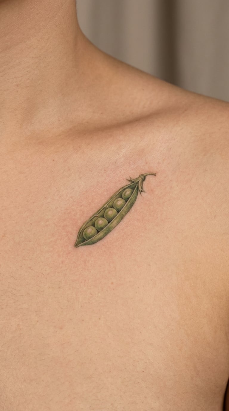 Micro-Realism Pea Pod on the Collarbone