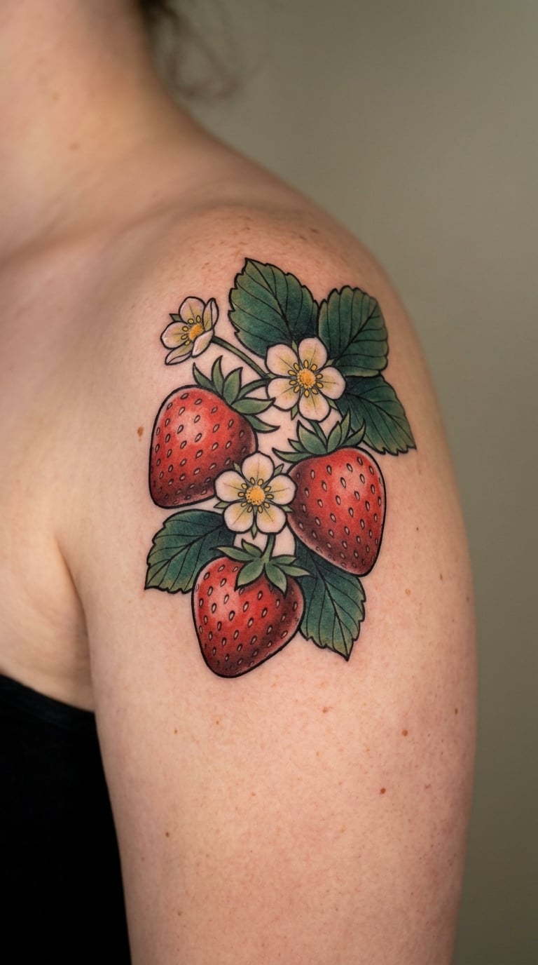 Neo-Traditional Strawberry Patch