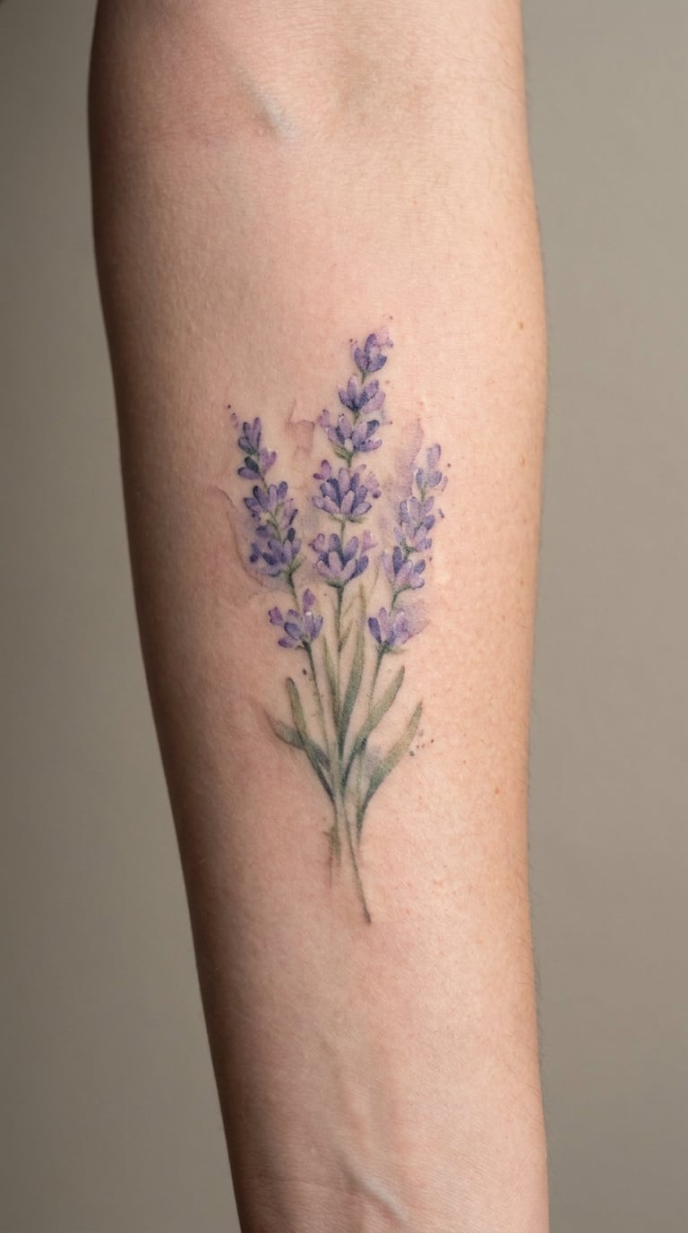 Lavender Stalks in Muted Watercolour