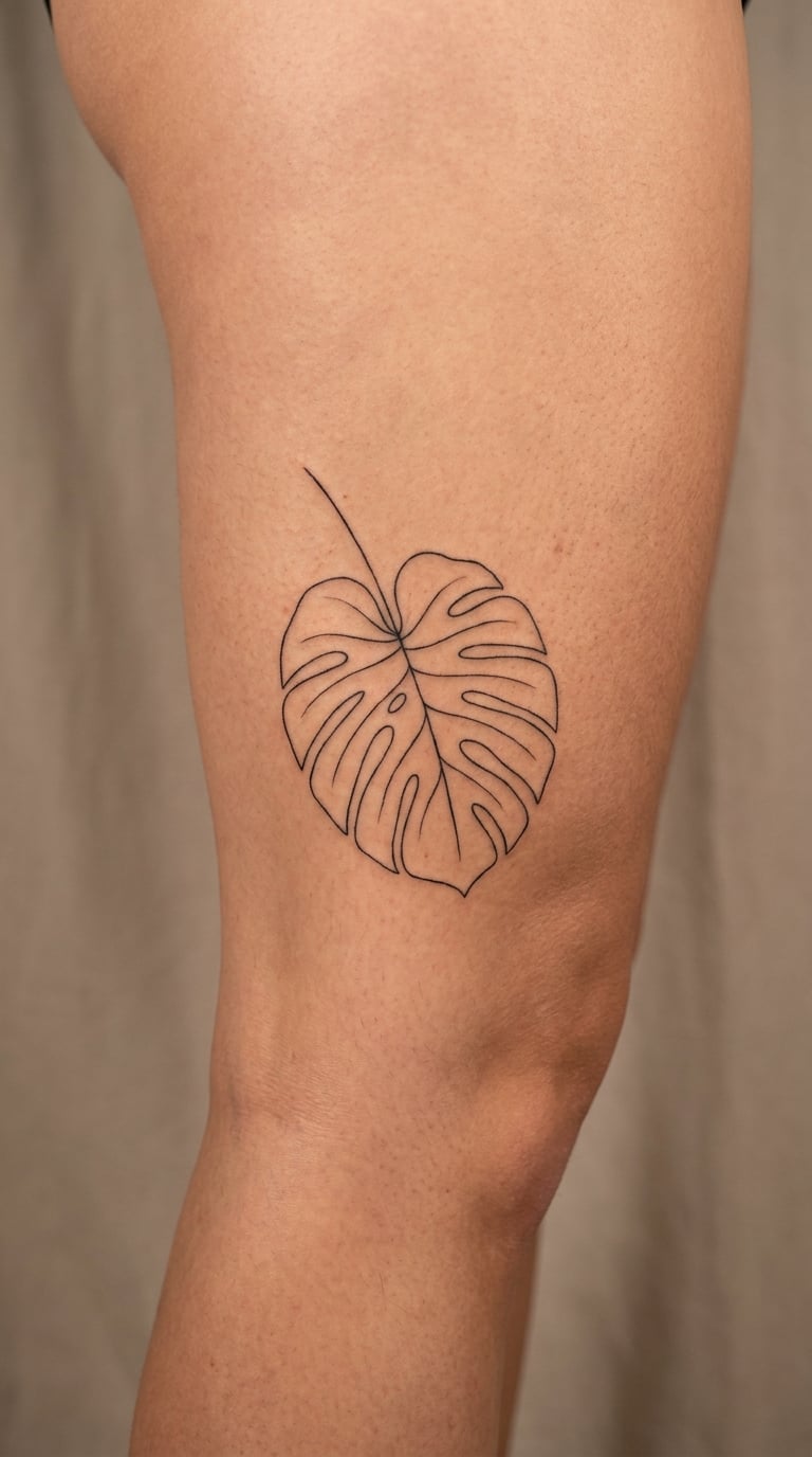 Monstera Leaf in Minimalist Line Art
