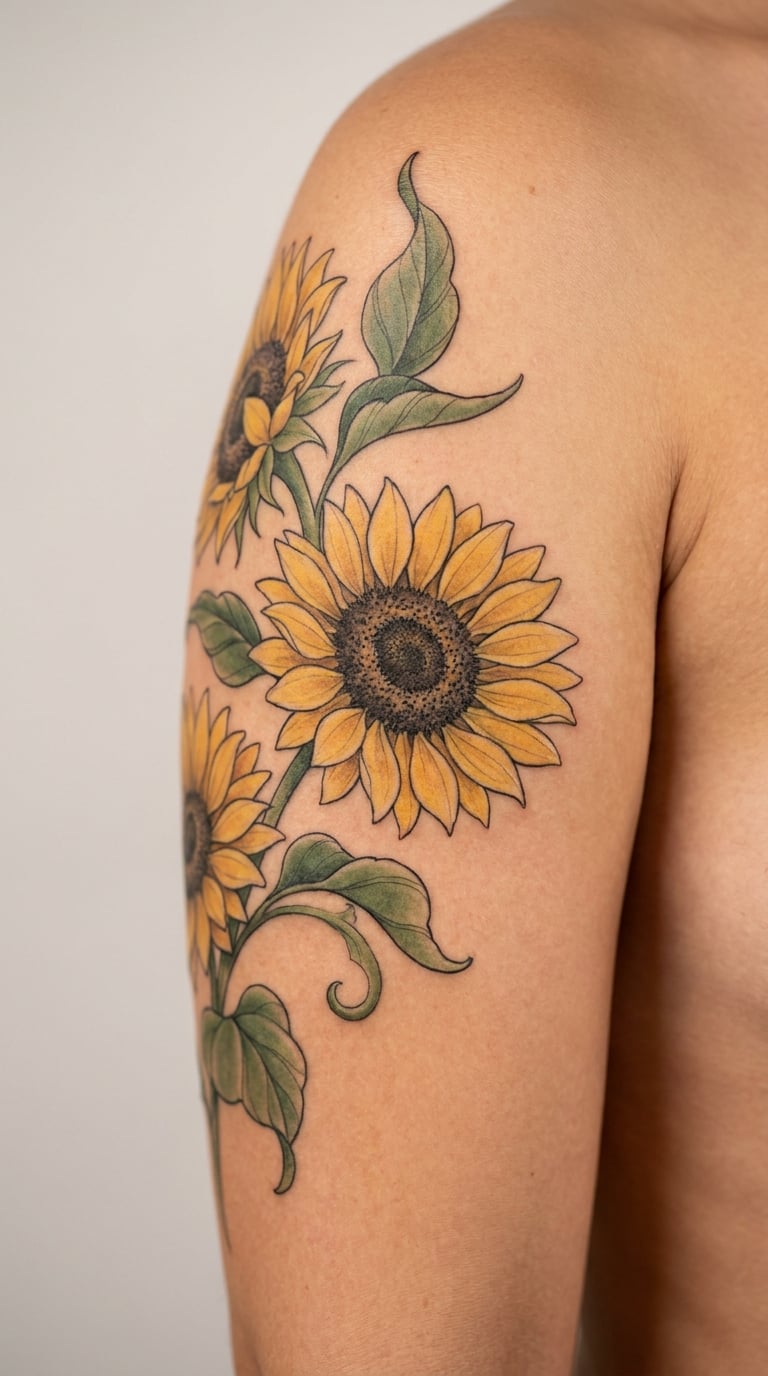 Sunflower and Seed-Pod Half Sleeve