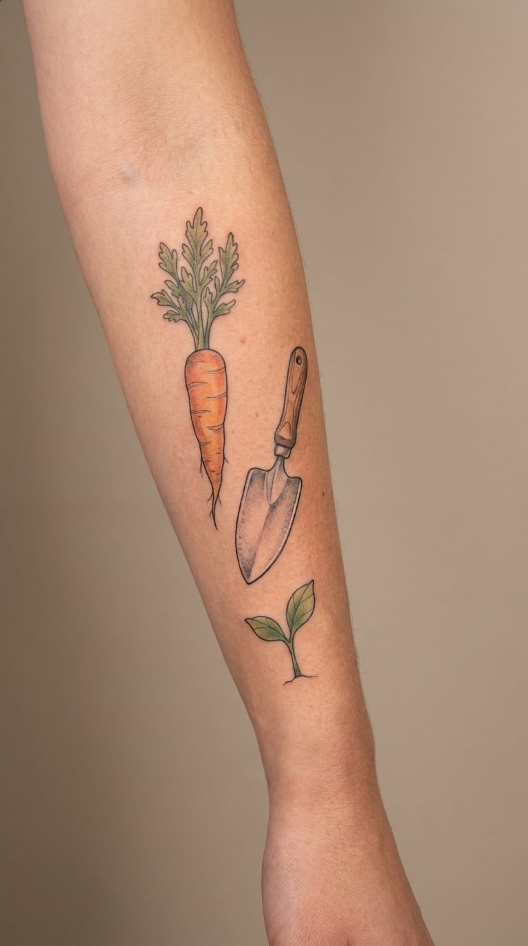 Carrot, Trowel, and Seedling Sleeve