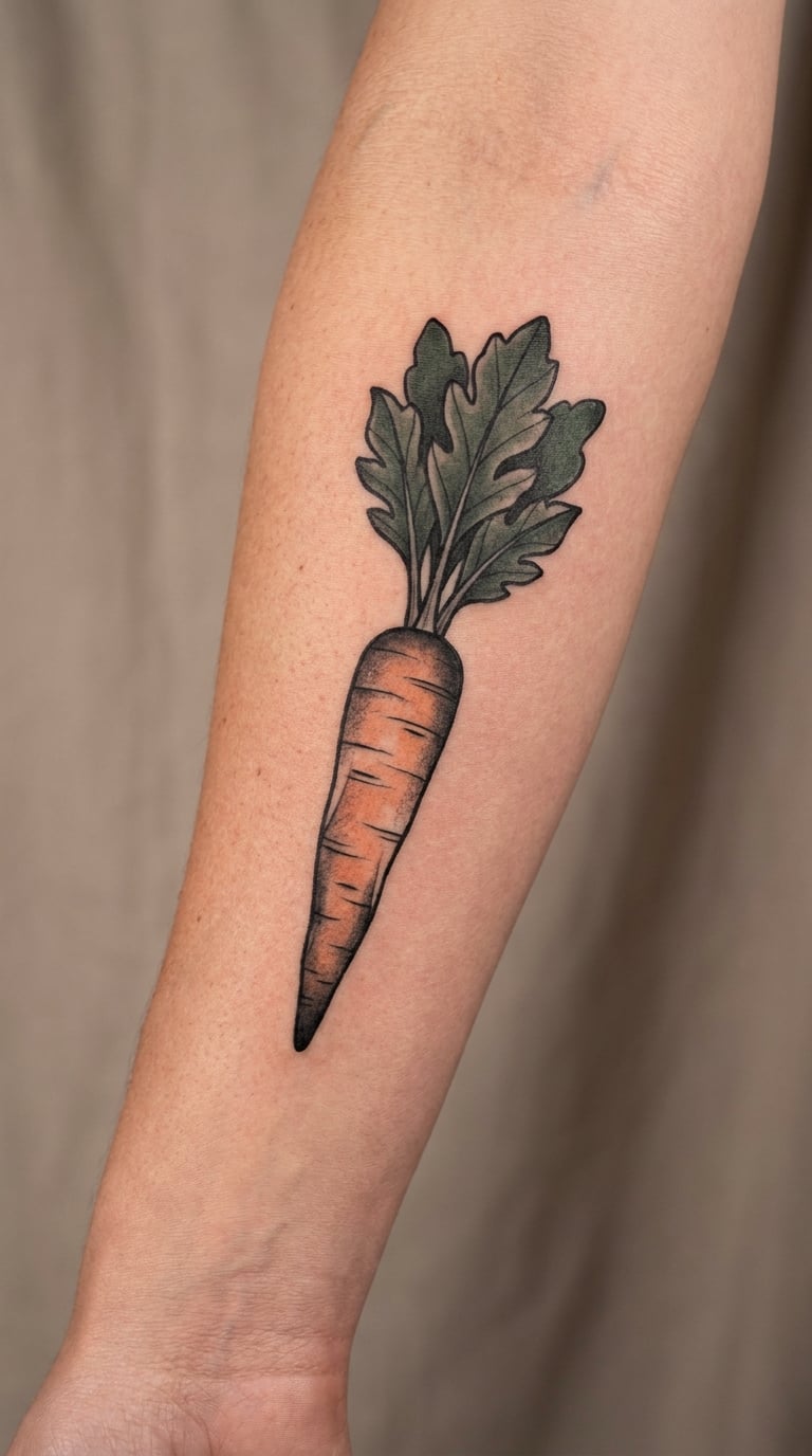 Blackwork Carrot with Leafy Tops