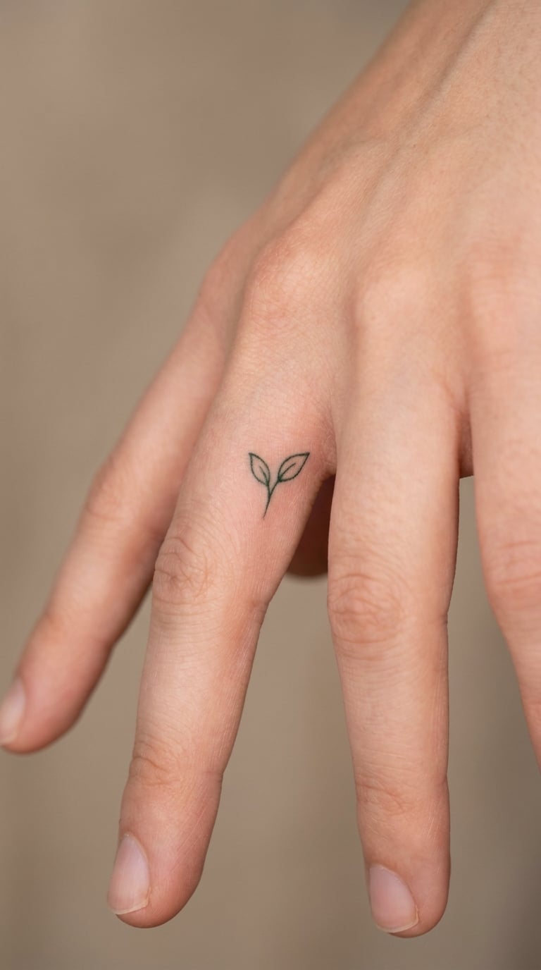 Minimalist Sprout Between Two Fingers