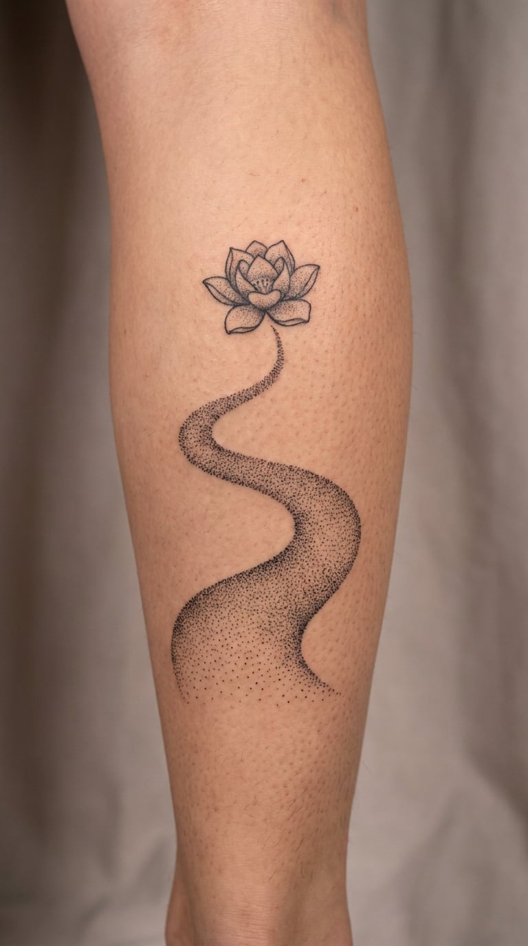 Dotwork Garden Path Leading to a Flower