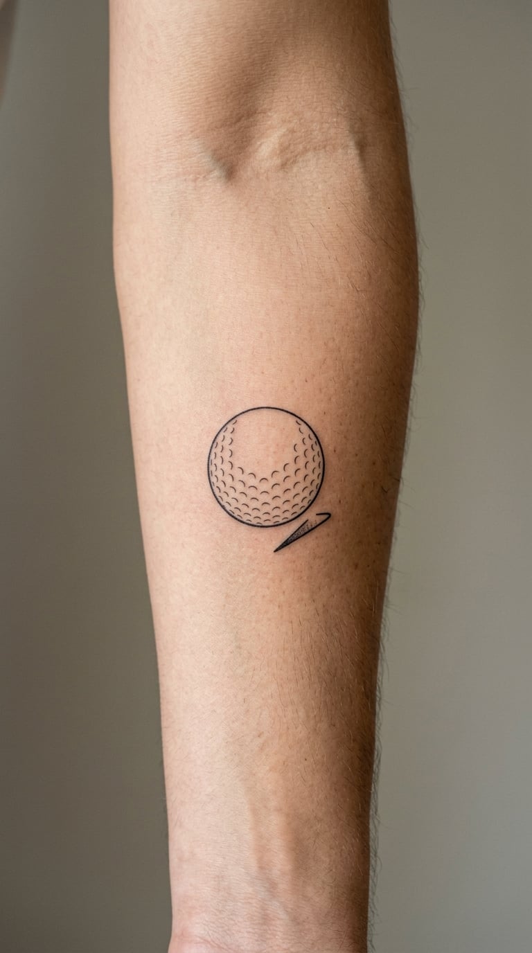 Fine-Line Golf Ball and Divot