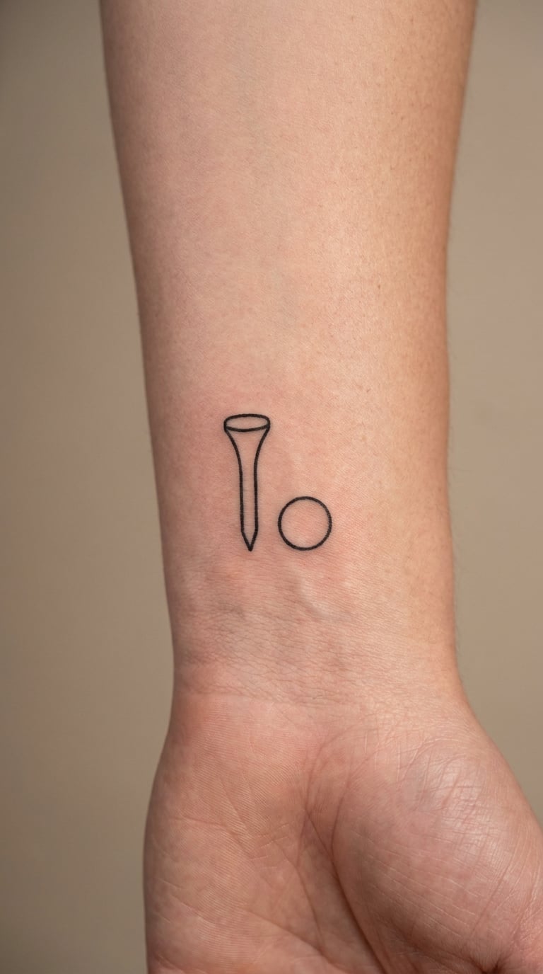 Golf Tee and Ball Micro-Tattoo