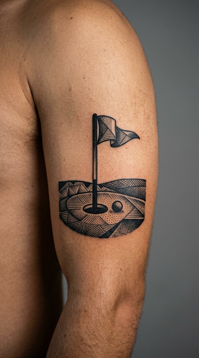 Golf Hole and Flag Blackwork
