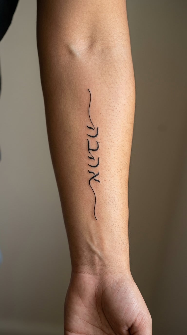 Hebrew Word Ahava in Fine-Line Script