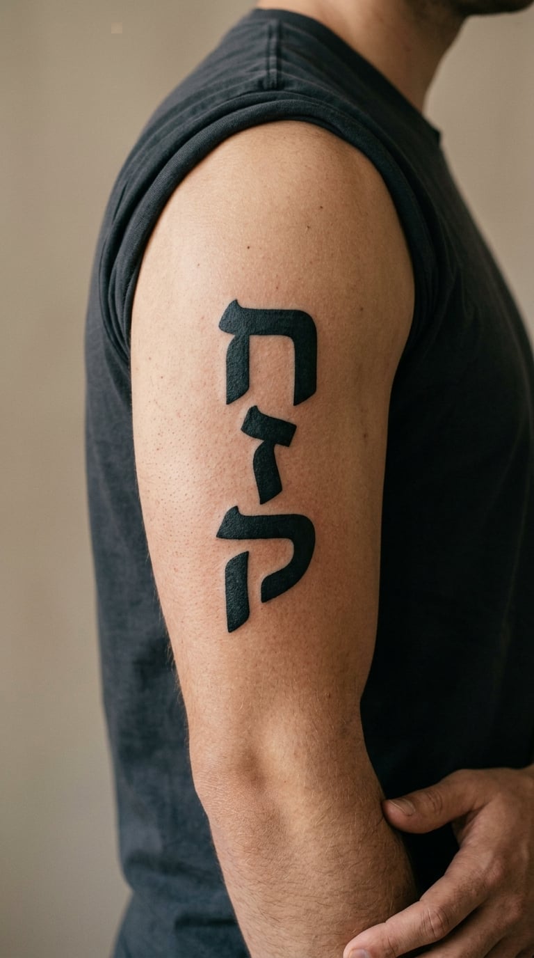 Hebrew Word Torah in Blackwork