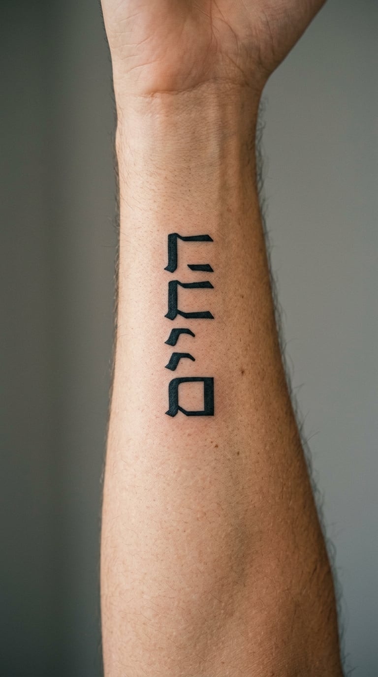 Hebrew Word Melech in Geometric Lettering