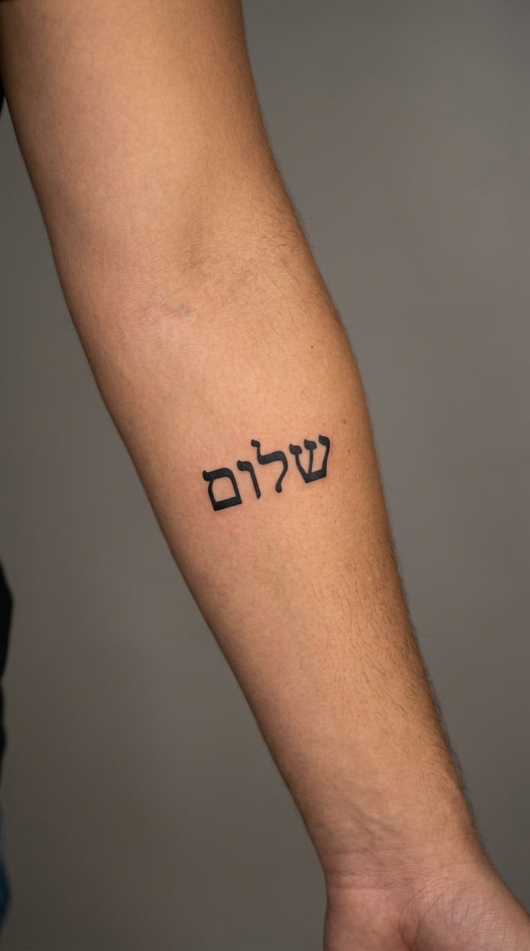 Hebrew Word Shukrun in Minimal Blackwork