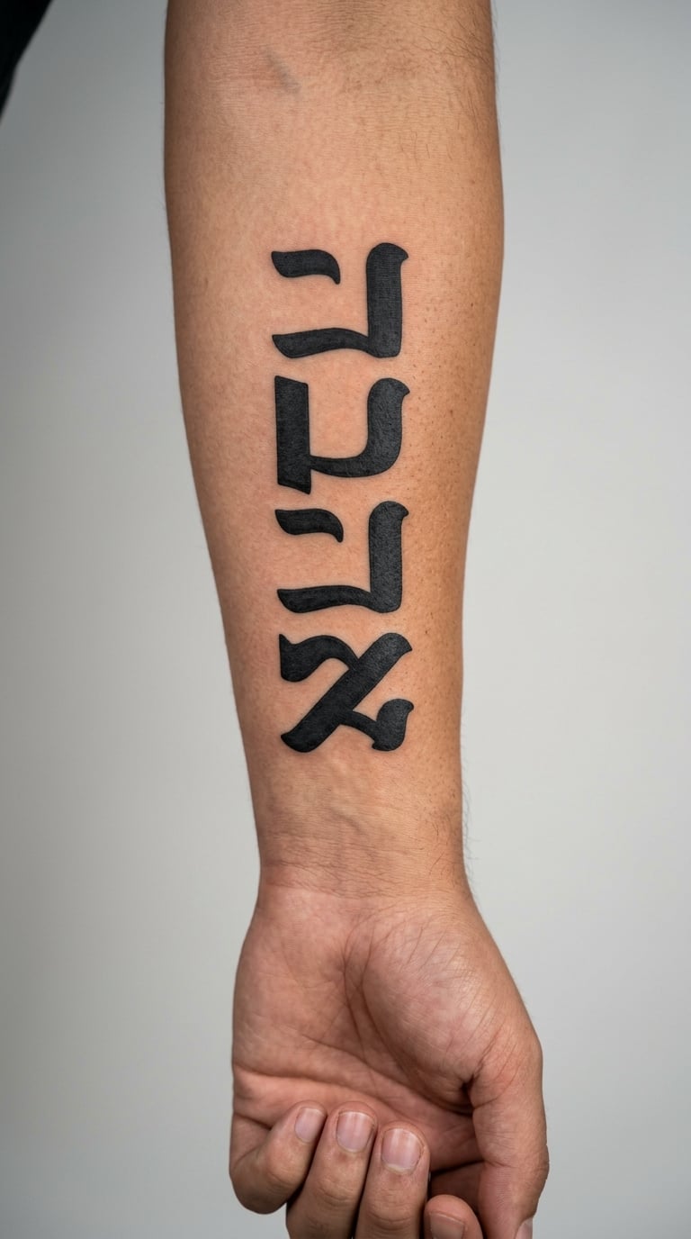Hebrew Word Chai in Bold Black Ink