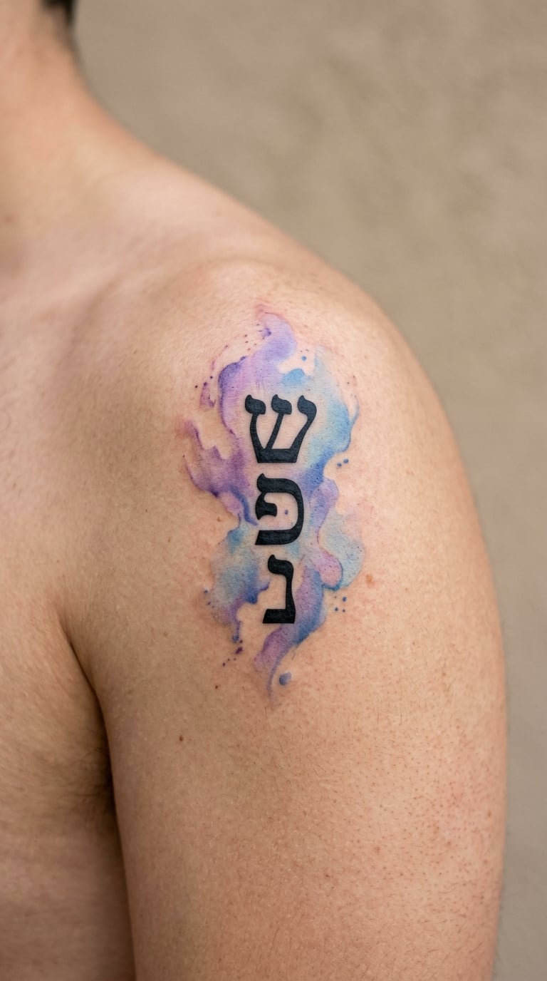 Hebrew Word Ruach in Watercolour Style
