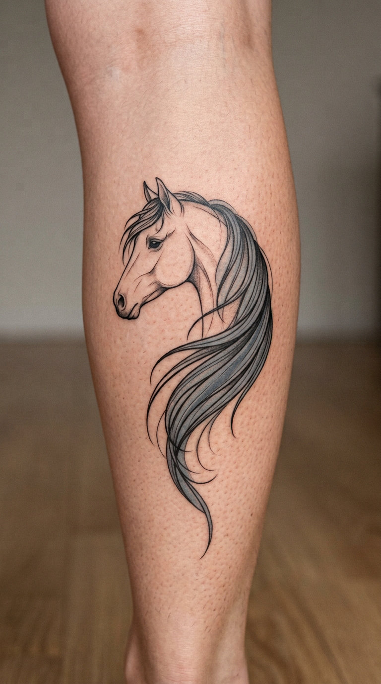 Horse with Flowing Mane