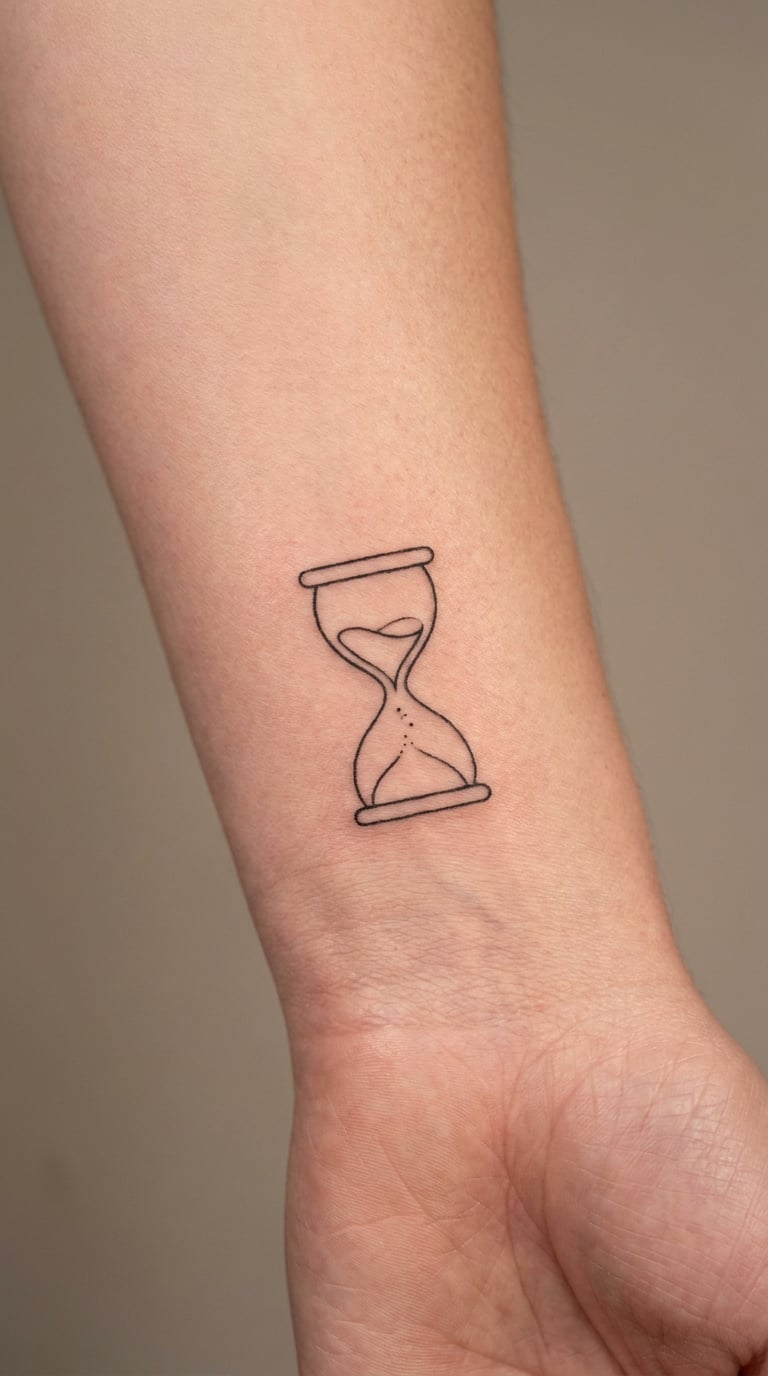 Minimal Single-Line Hourglass on the Wrist