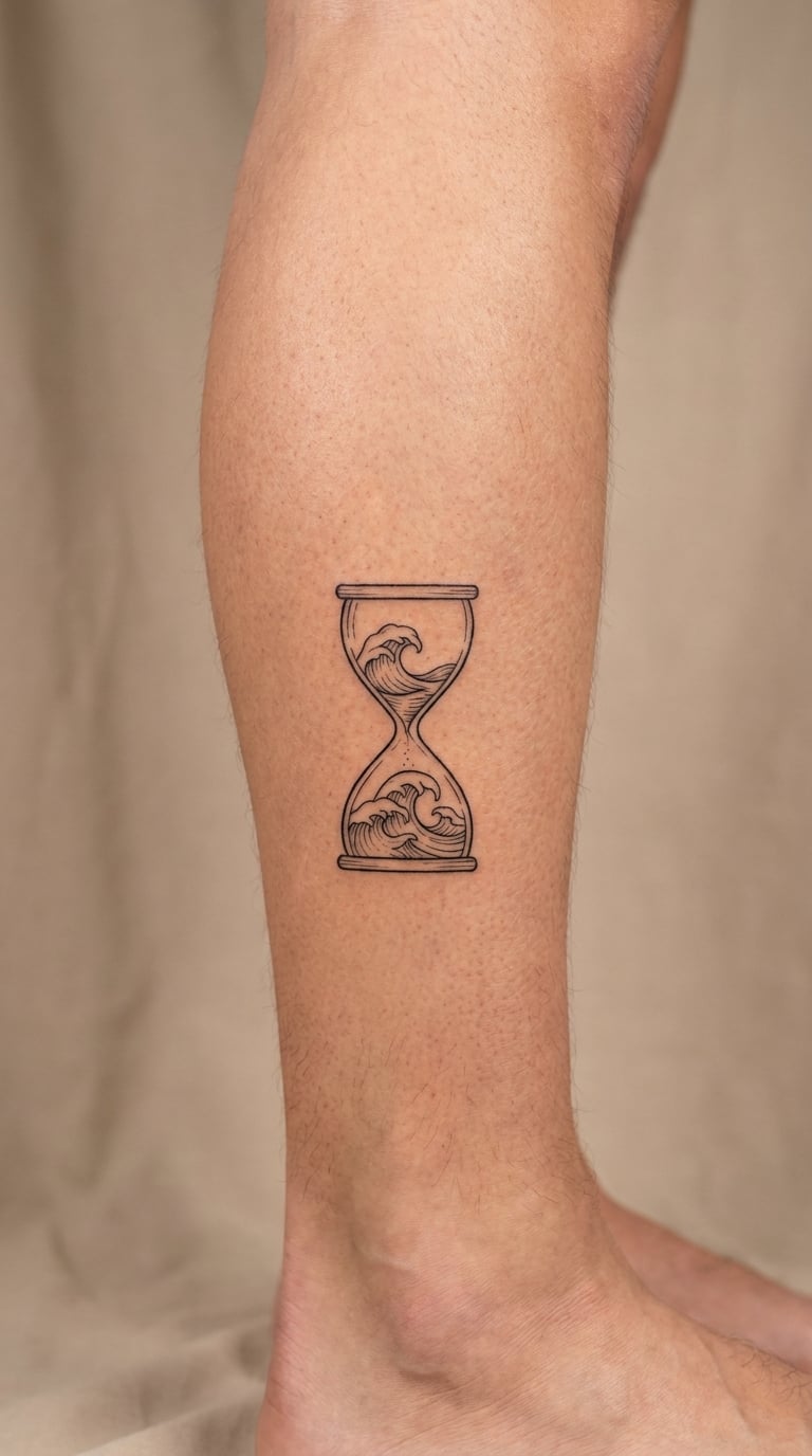 Hourglass with Waves Inside the Glass