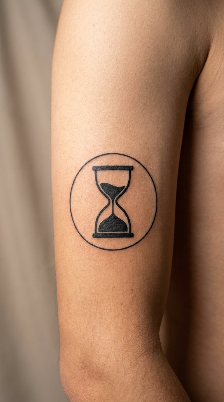 Hourglass Silhouette Inside a Circle