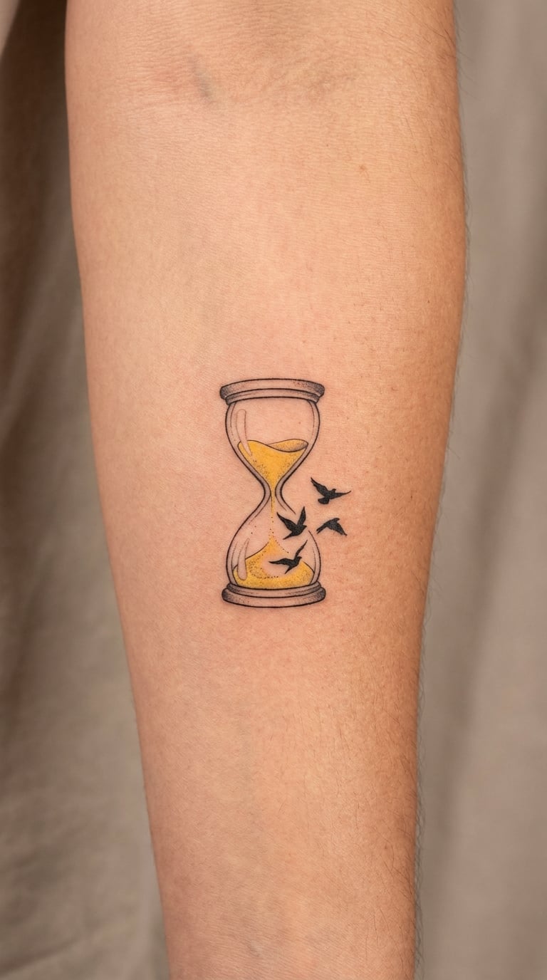 Hourglass with Colorful Sand Shifting to Birds
