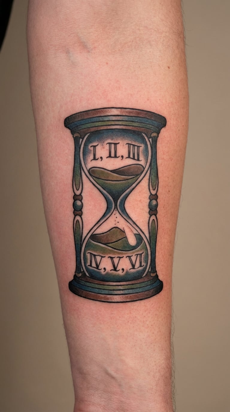 Hourglass Filled with Roman Numerals