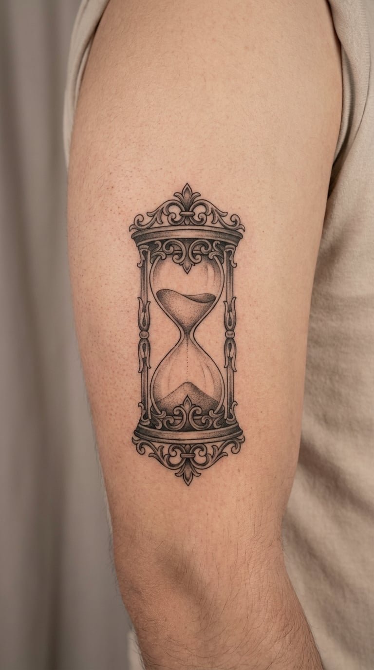 Gothic Hourglass with Ornate Ends