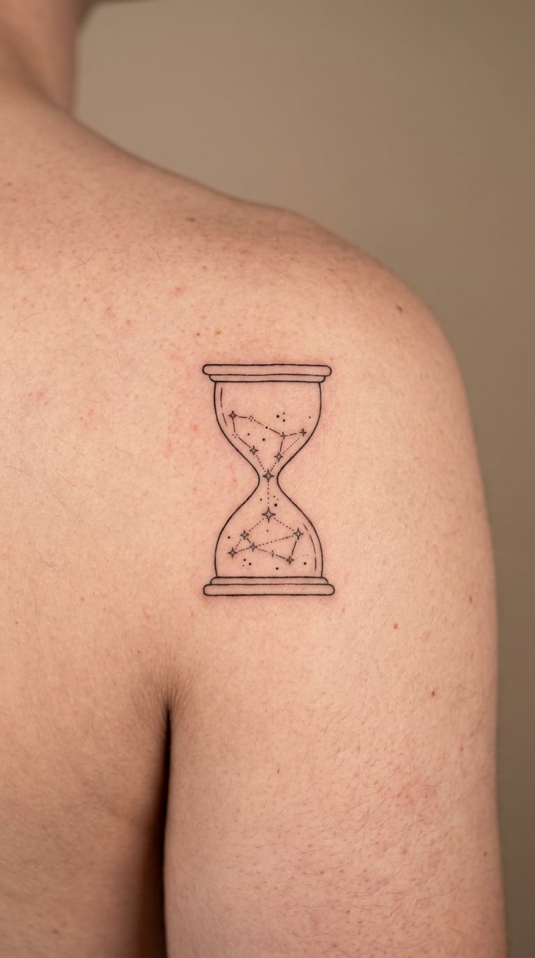 Hourglass with Constellation Lines