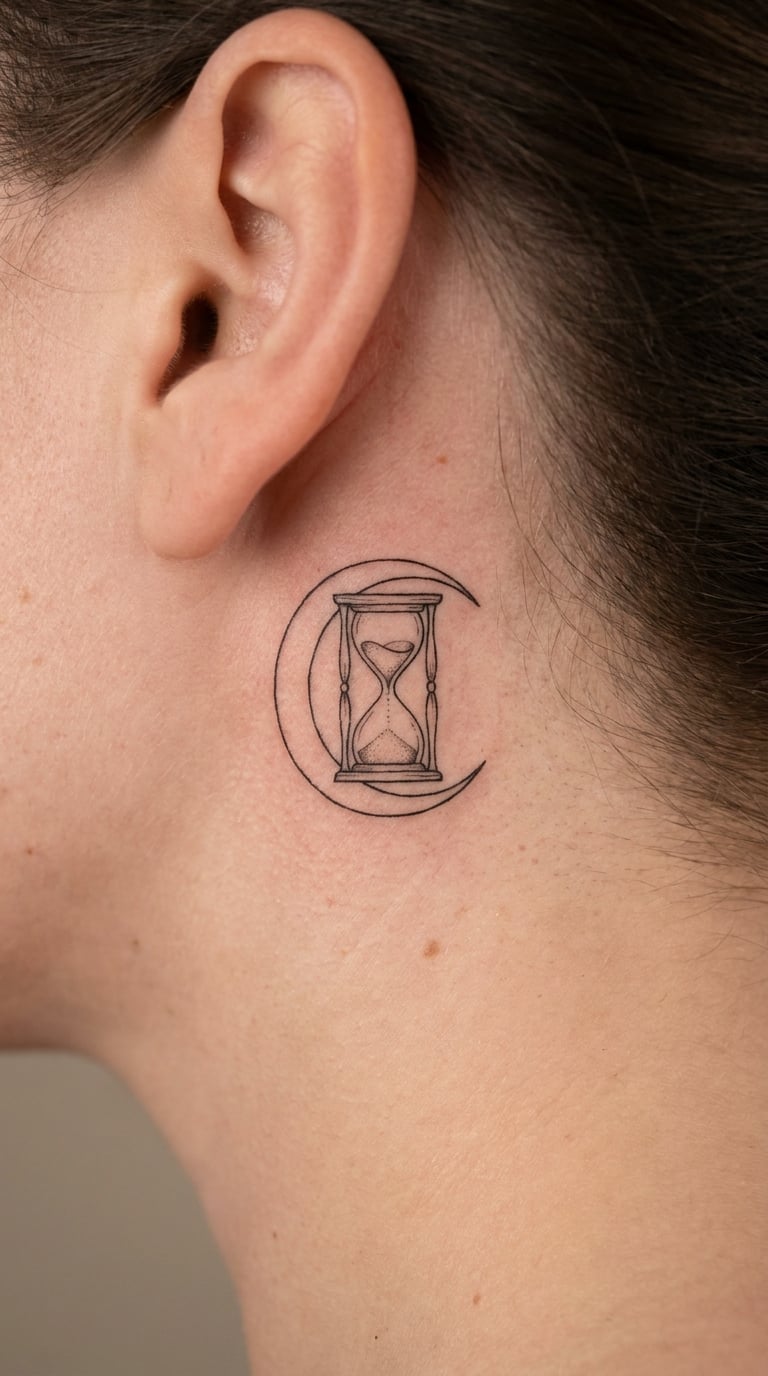 Hourglass with a Crescent Moon Frame