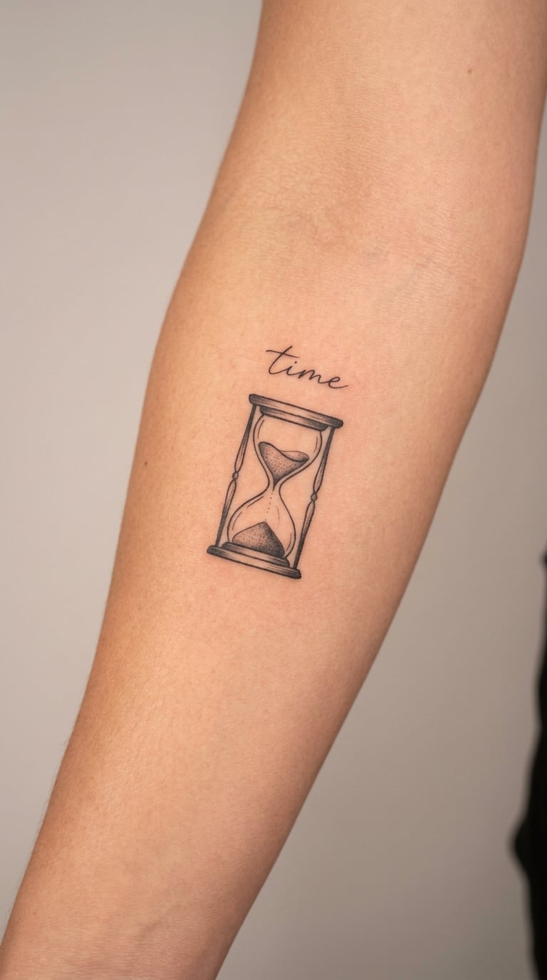 Blackwork Hourglass with a Handwritten Word